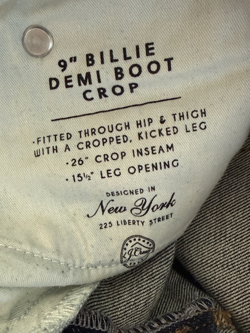 J. Crew 9โ Billie Demi Boot Crop Raw Hem Button Fly Jeans Size 25 - Picture 5 of 13